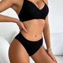 Conjunto De Ropa Interior De Color Solido Para Mujeres