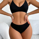 Conjunto De Ropa Interior De Color Solido Para Mujeres