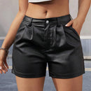 Shorts Vaqueros Con Bolsillo Inclinado De Poliuretano Sintetico Para Mujer