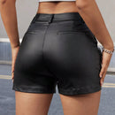 Shorts Vaqueros Con Bolsillo Inclinado De Poliuretano Sintetico Para Mujer