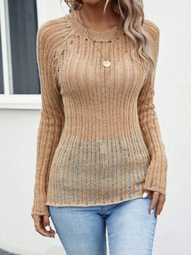 LUNE Sueter De Cuello Redondo Con Mangas Raglan Y Manga Larga Para Mujer