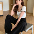 DAZY Pantalones De Mezclilla De Pierna Ancha Para Mujer Con Bolsillos