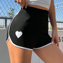 EZwear Shorts Deportivos Con Ribete En Contraste Y Estampado De Corazones