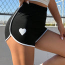 EZwear Shorts Deportivos Con Ribete En Contraste Y Estampado De Corazones