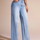 BAE Jeans De Pierna Recta Para Mujer Con Bordes Deshilachados