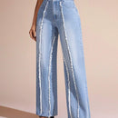 BAE Jeans De Pierna Recta Para Mujer Con Bordes Deshilachados