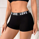 5 piezas Deportivos Shorts boxers con cintura estampada con letras para mujeres para deportes y uso casual