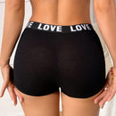 5 piezas Deportivos Shorts boxers con cintura estampada con letras para mujeres para deportes y uso casual