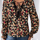 Frenchy Blusa De Manga Larga Completa Para Mujer Con Paneles De Encaje Y Estampado Floral