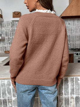 Frenchy Sueter Con Detalle De Botones Y Bordado Ahuecado De Patchwork Para Mujer