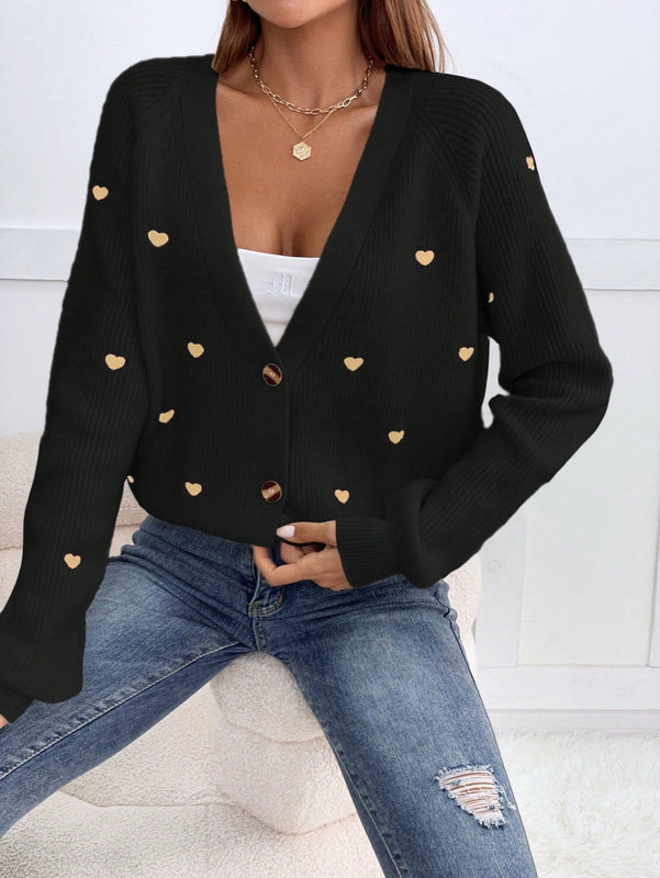 Frenchy cardigan con botones de corte casual y rayas para mujer, para otono/invierno