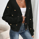Frenchy cardigan con botones de corte casual y rayas para mujer, para otono/invierno
