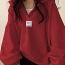 Ezwear sudadera con capucha de manga larga informal con estampado de letra, hombros caidos y cordon, para otono