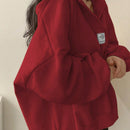 Ezwear sudadera con capucha casual de mujer con bordado de letras, para otono/invierno