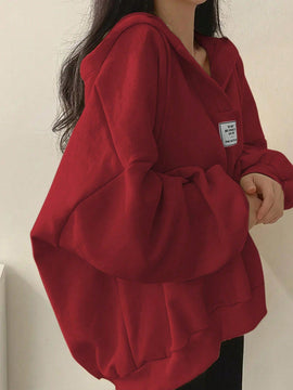 Ezwear sudadera con capucha de manga larga informal con estampado de letra, hombros caidos y cordon, para otono