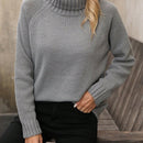 LUNE Sueter De Mujer Con Cuello Alto De Color Solido Y Mangas Raglan