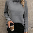 LUNE Sueter De Mujer Con Cuello Alto De Color Solido Y Mangas Raglan