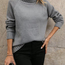 LUNE Sueter De Mujer Con Cuello Alto De Color Solido Y Mangas Raglan