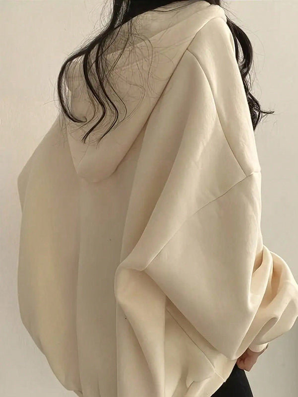 Ezwear sudadera con capucha de manga larga informal con estampado de letra, hombros caidos y cordon, para otono