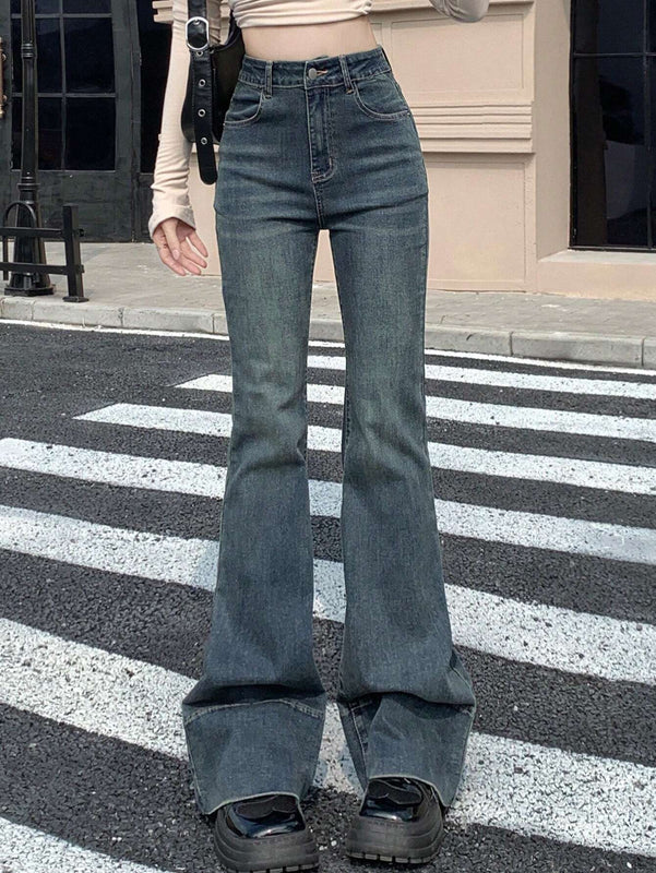 Dazy Designer Jeans Acampanados Con Flecos Para Mujer