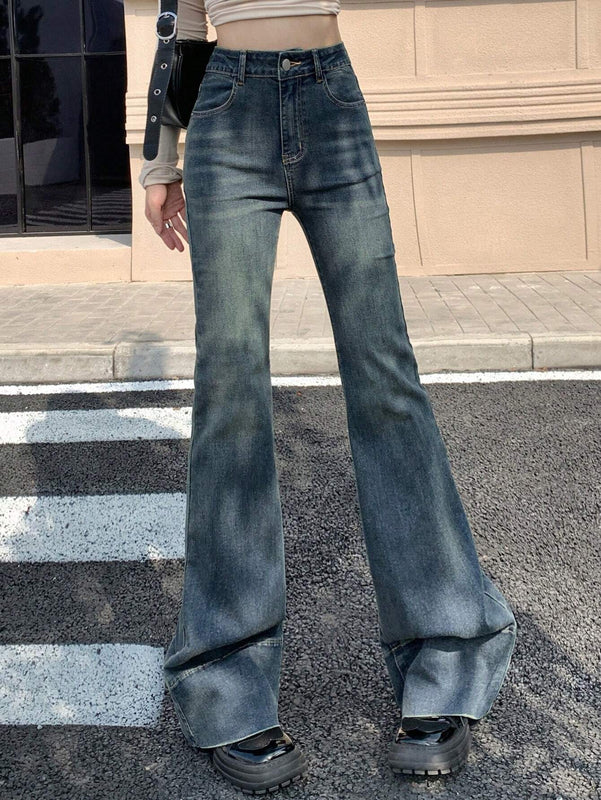 Dazy Designer Jeans Acampanados Con Flecos Para Mujer