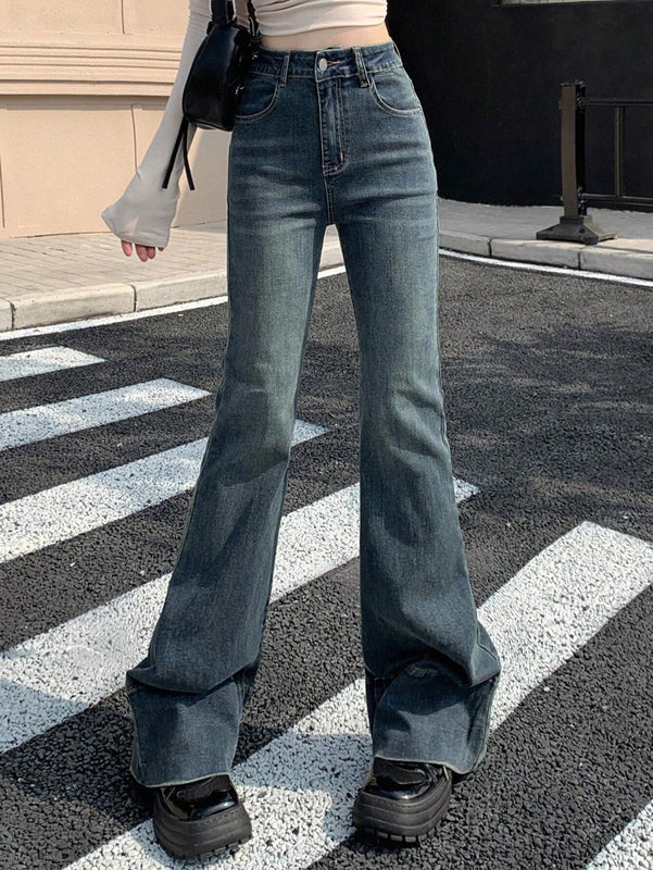 Dazy Designer Jeans Acampanados Con Flecos Para Mujer