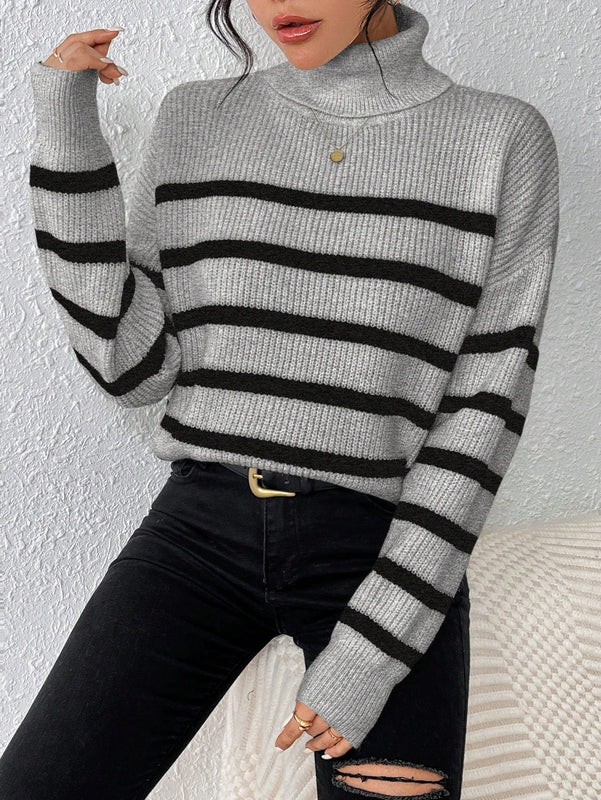 Essnce Sueter De Cuello Alto De Rayas Para Mujer