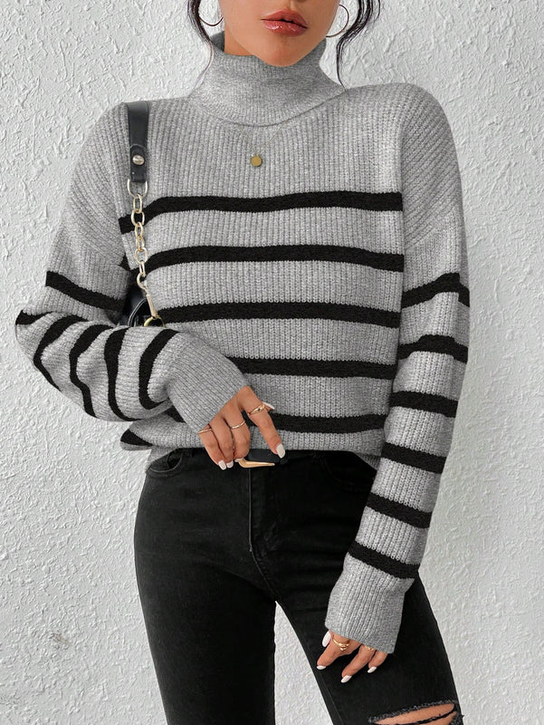 Essnce Sueter De Cuello Alto De Rayas Para Mujer