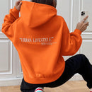 Ezwear sudadera con capucha de manga larga de unicolor con estampado de letra, uso casual diario