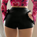 ICON Shorts Cortos Con Dobladillo De Volantes Y Decoracion De Diamantes Huecos