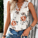 Frenchy Blusa Sin Mangas Con Encaje Y Estampado Floral