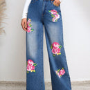 Prive Jeans De Pierna Ancha Para Mujer Con Estampado De Flores