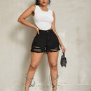 SXY Shorts De Mezclilla Para Mujer Con Dobladillo Deshilachado Y Desgastado