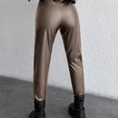 Pantalones de cintura media para mujer con revestimiento