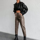 Pantalones de cintura media para mujer con revestimiento