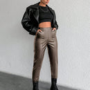Pantalones de cintura media para mujer con revestimiento