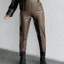 Pantalones de cintura media para mujer con revestimiento