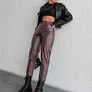Pantalones de cintura media para mujer con revestimiento