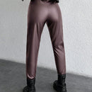 Pantalones de cintura media para mujer con revestimiento