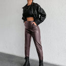Pantalones de cintura media para mujer con revestimiento