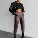 Pantalones de cintura media para mujer con revestimiento