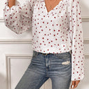 Frenchy Camisa De Manga Farol Con Estampado De Lunares Y Corazones Para Mujer