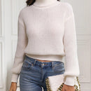 LUNE Jersey De Cuello Alto En Color Solido Con Hombros Caidos