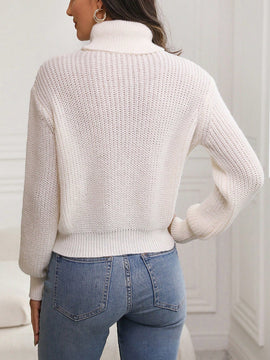 LUNE Jersey De Cuello Alto En Color Solido Con Hombros Caidos