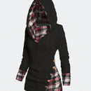 Emery rose sudadera con capucha de manga larga y parche a cuadros para mujer