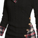 Emery rose sudadera con capucha de manga larga y parche a cuadros para mujer