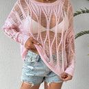 VCAY Sueter De Jersey De Manga Murcielago Hueco De Cuello Redondo Para Mujer
