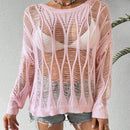 VCAY Sueter De Jersey De Manga Murcielago Hueco De Cuello Redondo Para Mujer