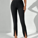 Tall Pantalones De Pierna Ancha Para Mujer Con Cintura Alta Y Dobladillo Con Abertura