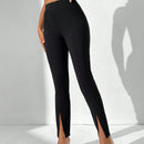 Tall Pantalones De Pierna Ancha Para Mujer Con Cintura Alta Y Dobladillo Con Abertura